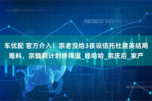车优配 官方介入！宗老没给3孩设信托杜建英结局难料，宗馥莉计划终得逞_娃哈哈_宗庆后_家产