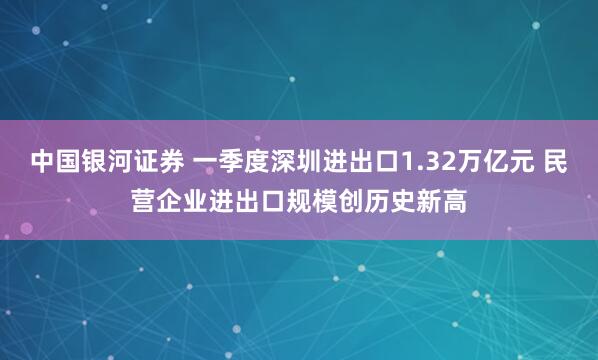 中国银河证券 一季度深圳进出口1.32万亿元 民营企业进出口规模创历史新高